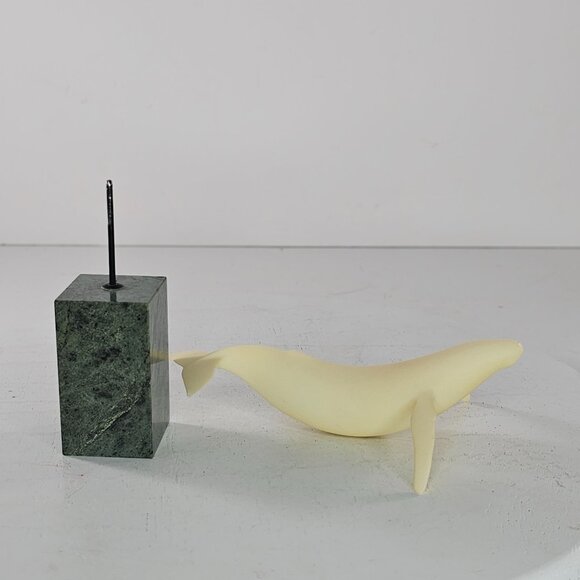 John Perry Whale Vintage Sculpture Marble Base Signed *Flaw* - Picture 7 of 8